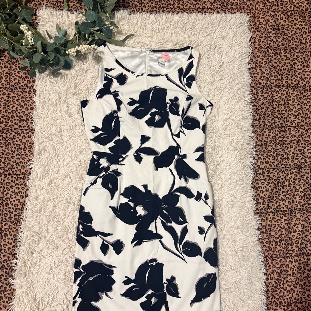 White House Black Market Black Floral Midi Dress